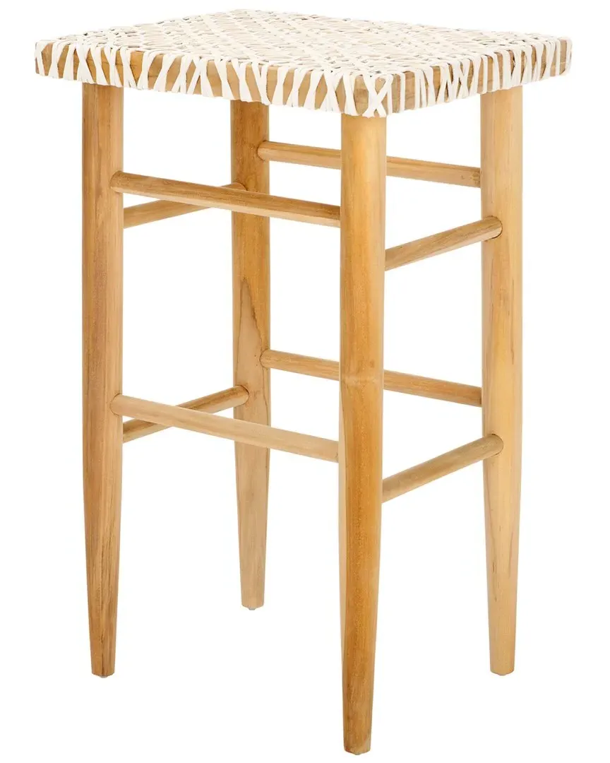 Kaleo Woven Leather Barstool - Natural, Teak image