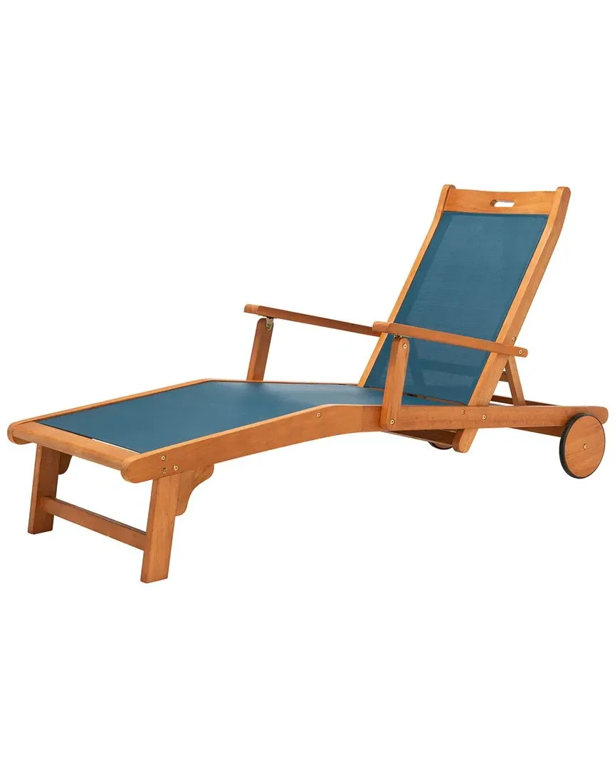 Kamson Outdoor Sunlounger - Navy, Eucalyptus image