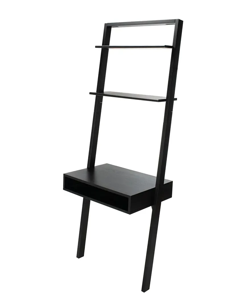 Kamy 2-Shelf Leaning Desk - Black, Mahogany image