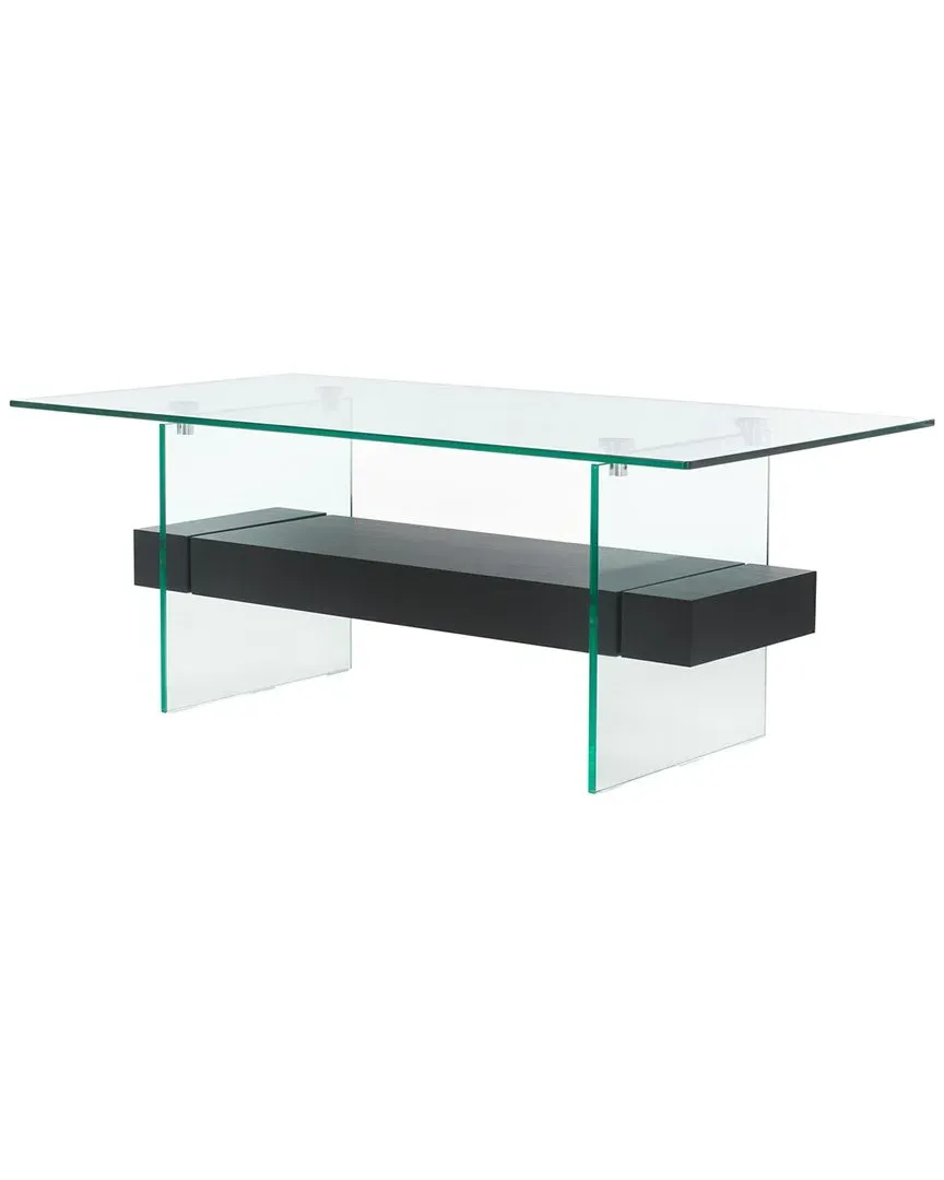 Kayley Coffee Table with Shelf - Black Stripe, Glass image