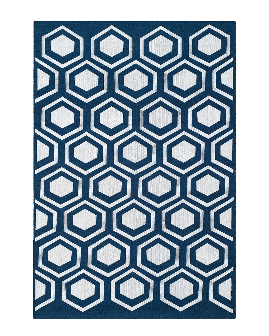 Kilim Flat-Weave Rug - Navy, Wool