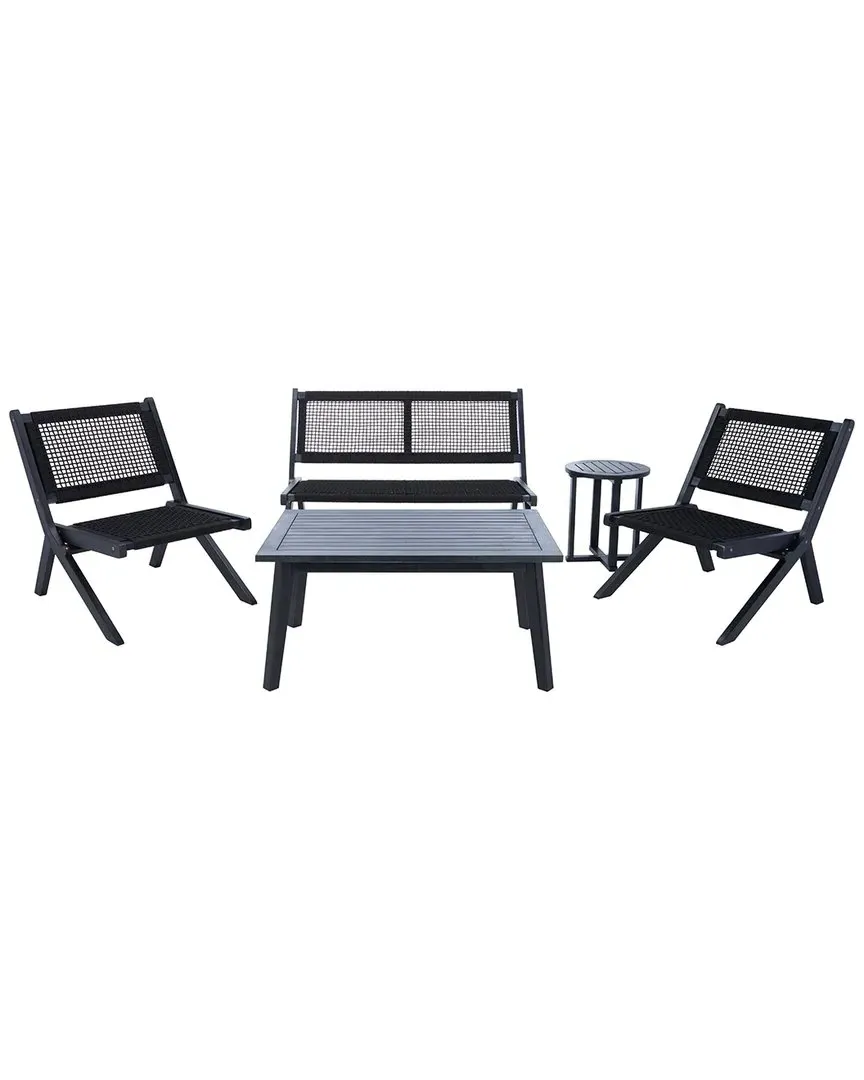 Kobina 5-Piece Outdoor Living Set - Black, Wood