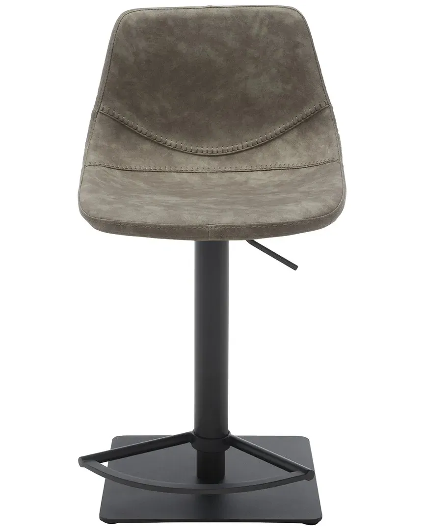 Kynlee Gas-Lift Bar Stool - Grey, Vegan Leather