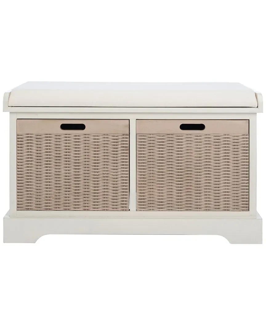 Landers 2-Drawer Cushioned Storage Bench - Distressed White image