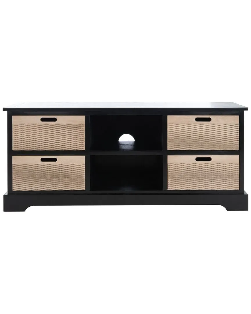 Landers 4-Drawer Media Stand - Black, Pine image