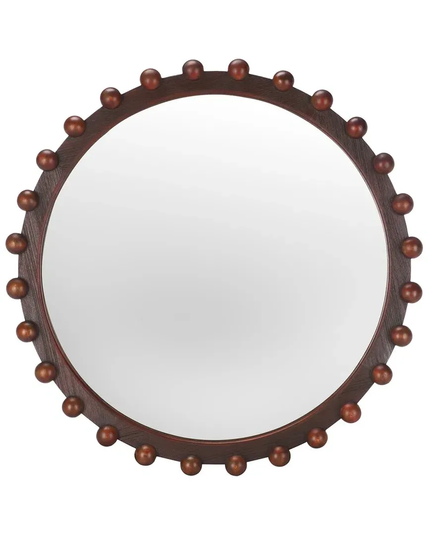 Lando 36in Round Mirror - Walnut, Pinewood image