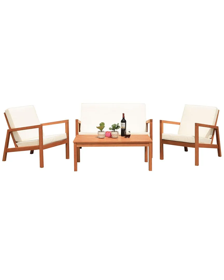 Larence Outdoor 4pc Living Set - Natural, Eucalyptus
