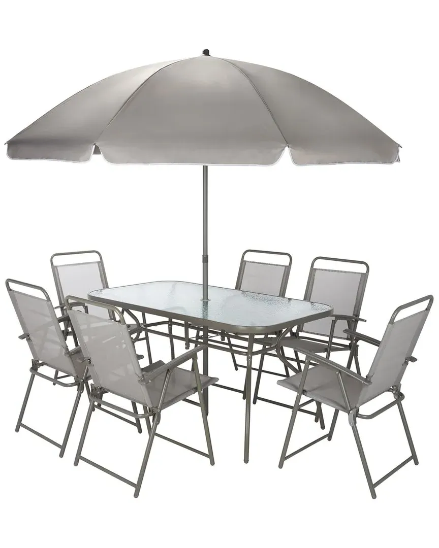 Laurenti 6-Piece Outdoor Dining Set with Umbrella - Grey image