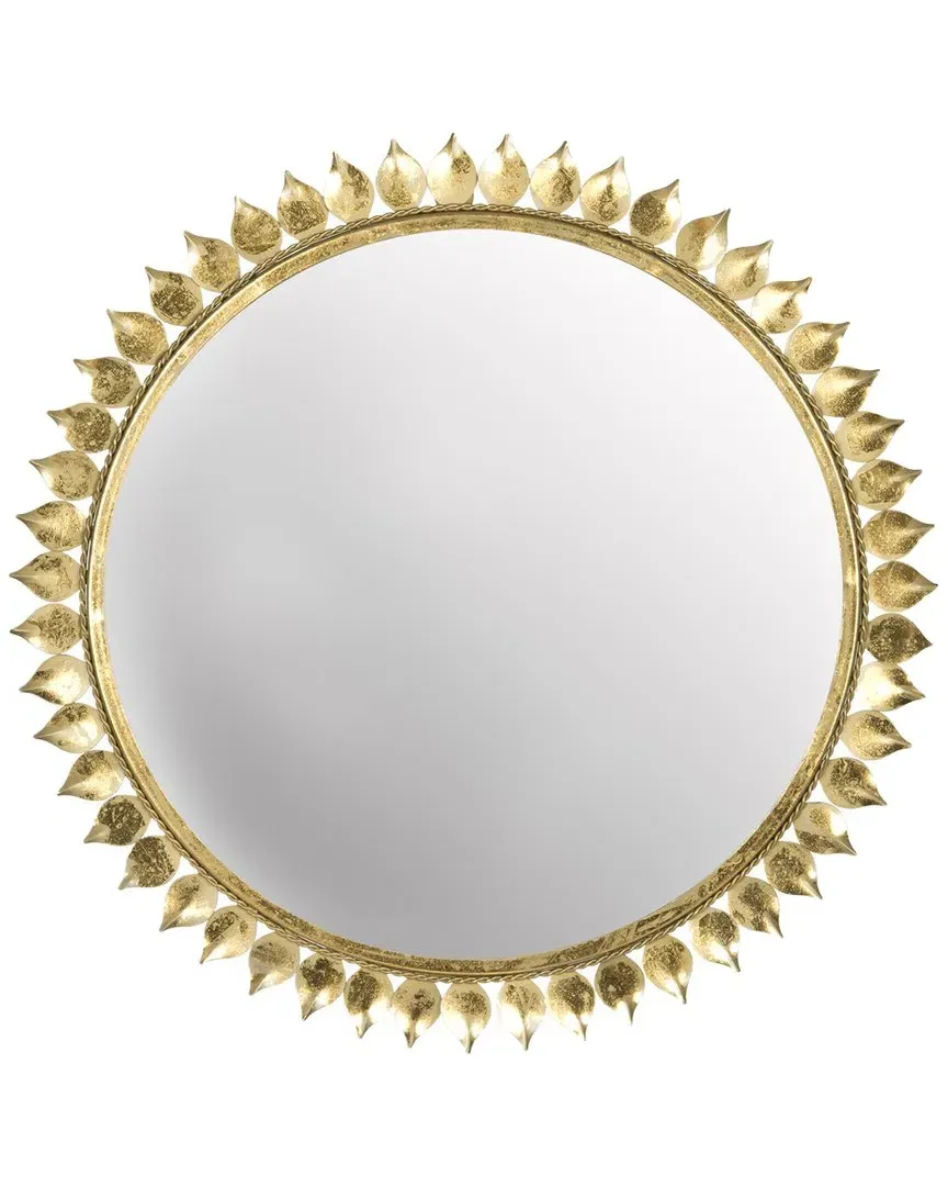 Leaf Crown Sunburst Mirror - Antique Gold, Iron image