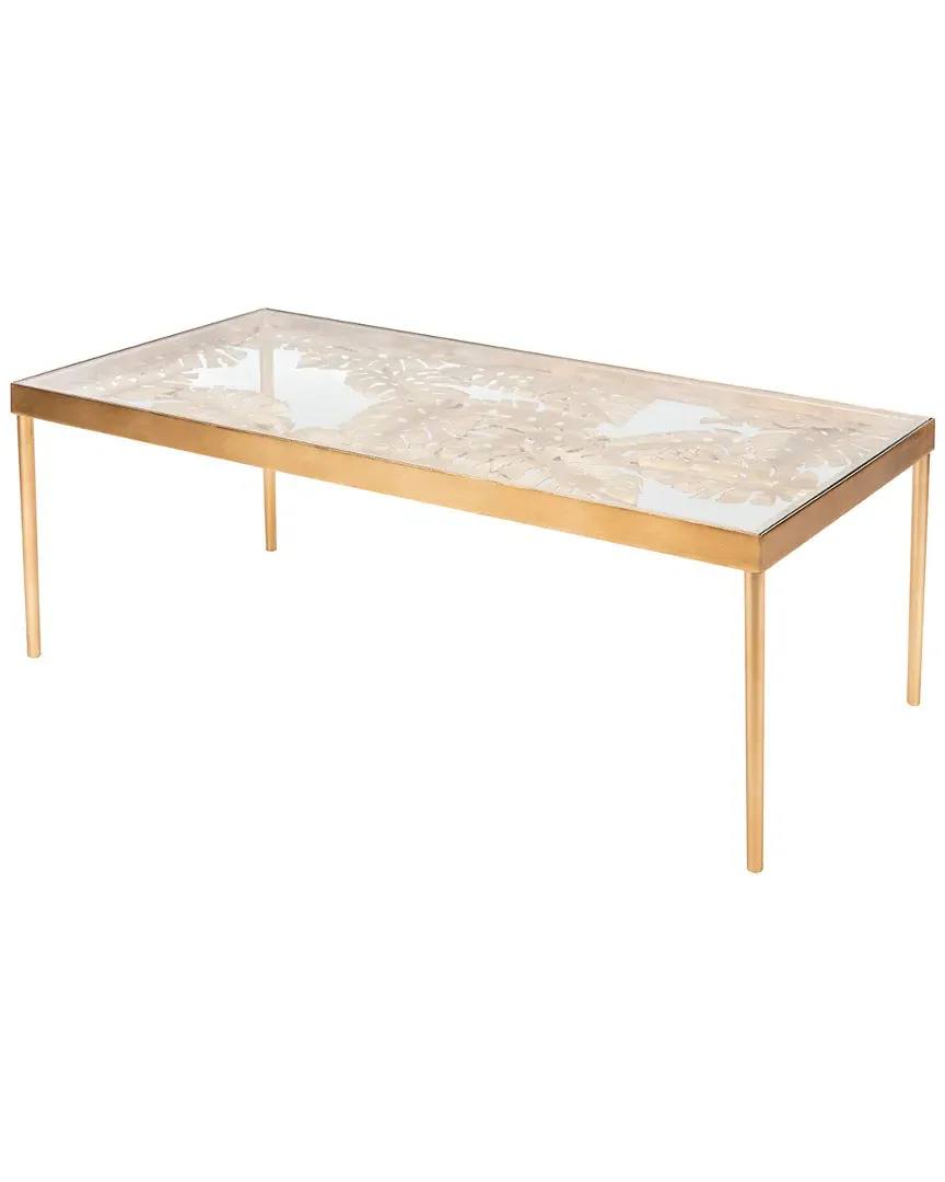 Leilani Palm Leaf Coffee Table - Gold, Glass
