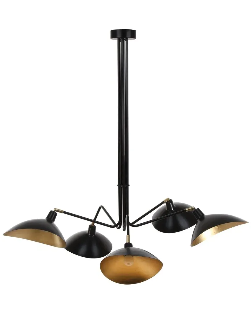 Lettie 5-Light Pendant with Gold Leaf Detail - Black, Iron