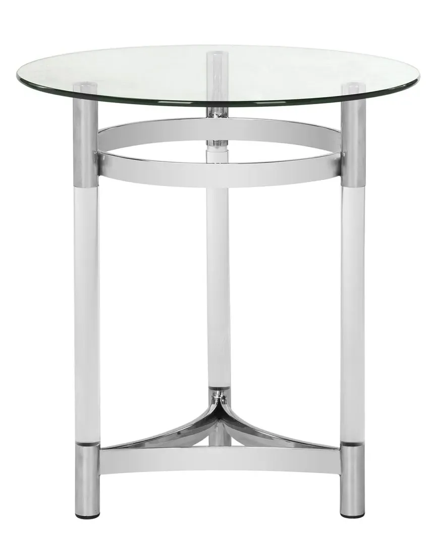 Letty Round Glass End Table - Stainless Steel