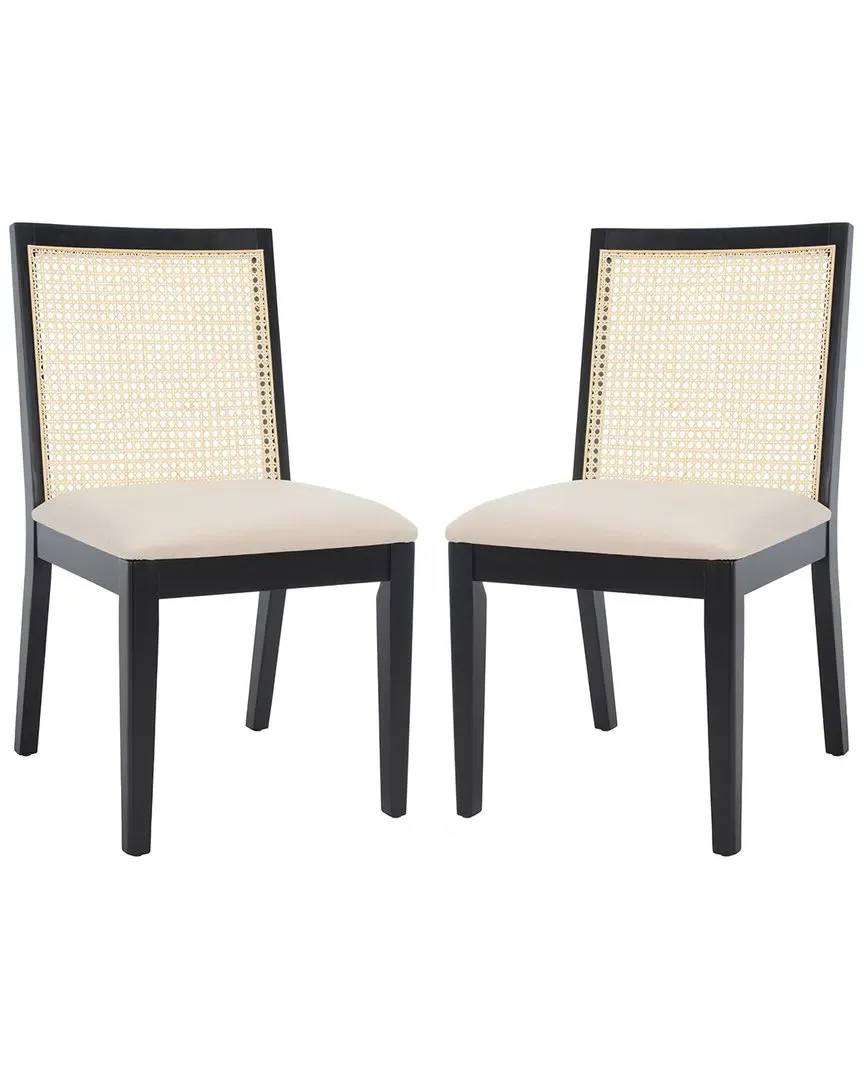 Levy Set of 2 Dining Chairs - Black, Rattan