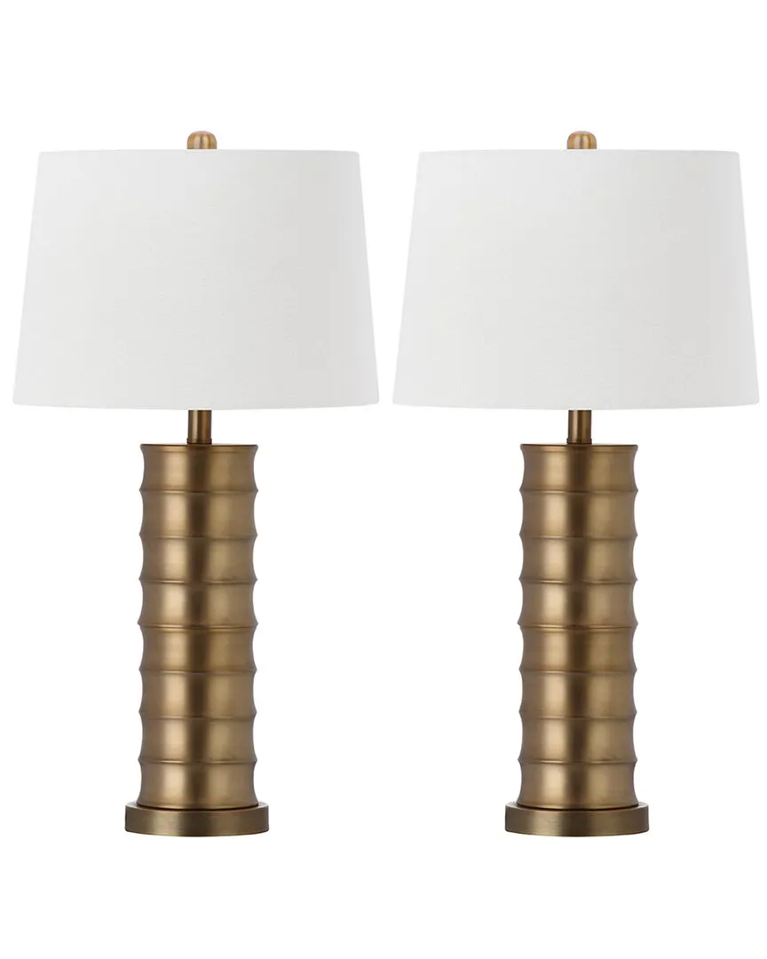 Linus Column Table Lamp - Brass, Cotton