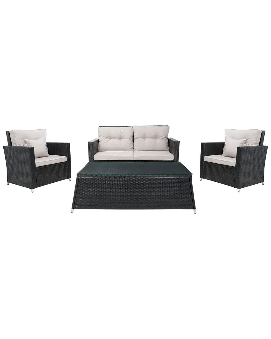 Lorma 4-Piece Living Set - Black, Wicker