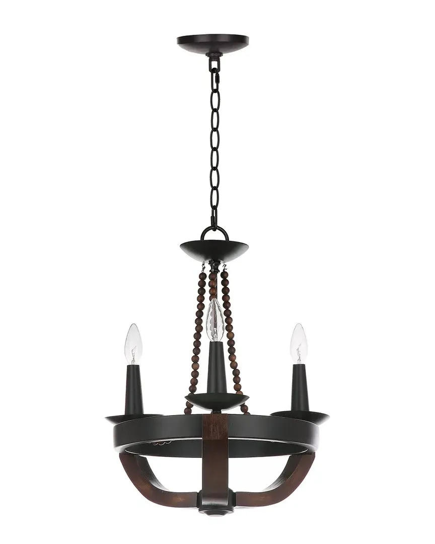 Lucero 17.5in Adjustable Chandelier - Black, Wood image