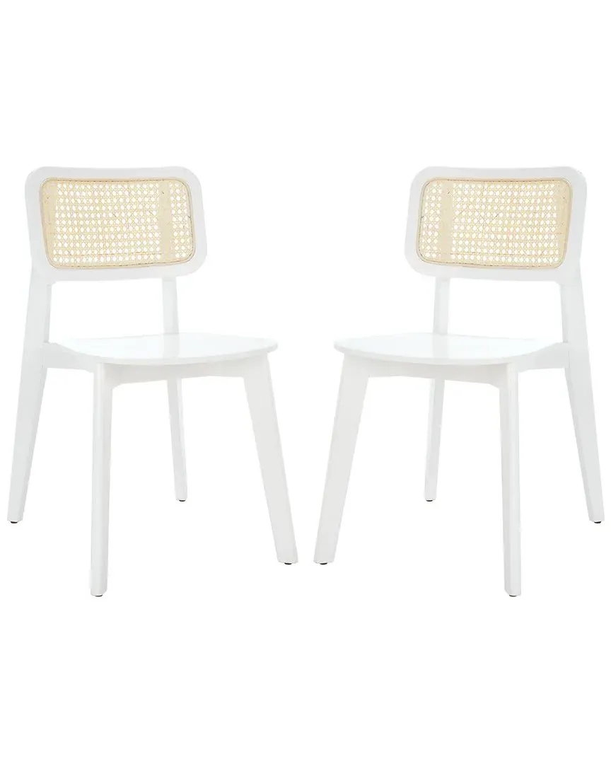 Luz Set of 2 Cane Dining Chairs - White
