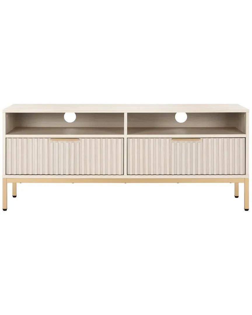 Lylia 2-Drawer Media Stand with Storage - White