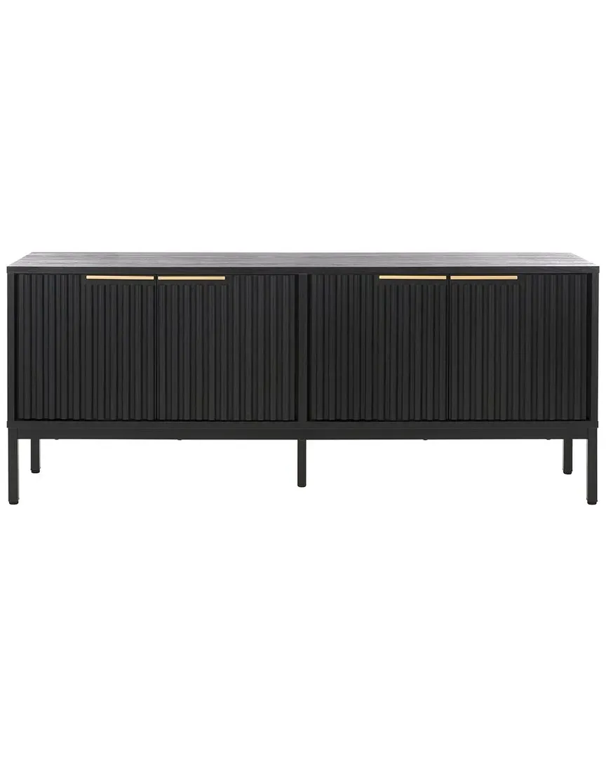 Lylia 4-Door Media Stand - Black, Wood image