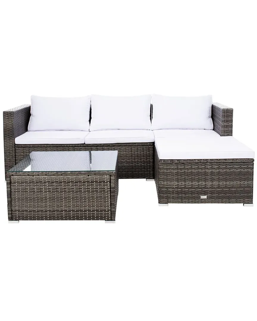 Madalina Outdoor Living Set with Glass Table - Grey, Wicker image