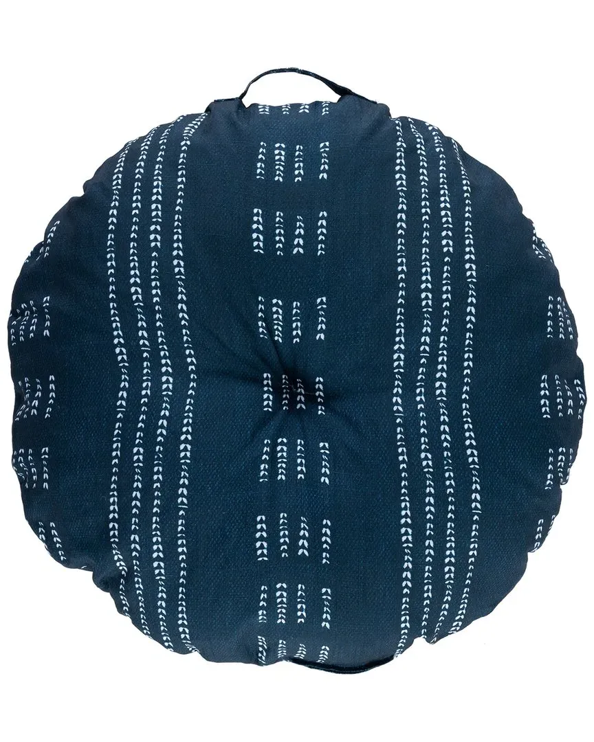 Madelyn Round Floor Pillow with Handles - Navy, Polyester