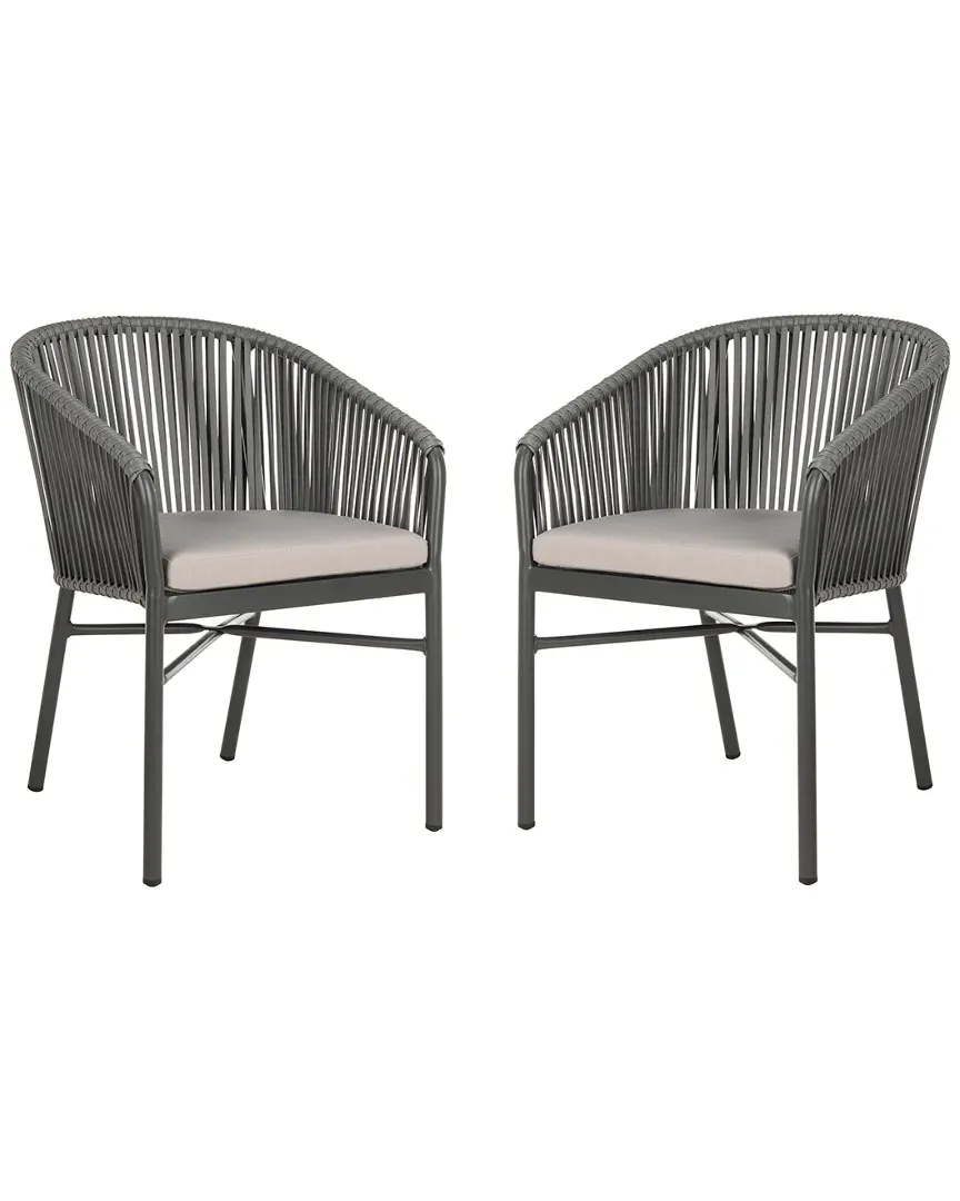 Matteo Stackable Rope Chairs Set of 2 - Grey, Rattan