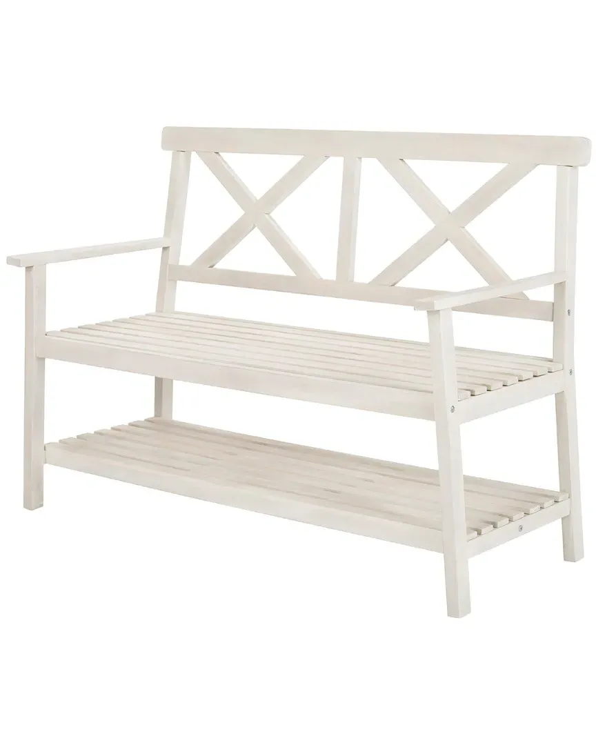 Mayer Outdoor Bench - White, Acacia