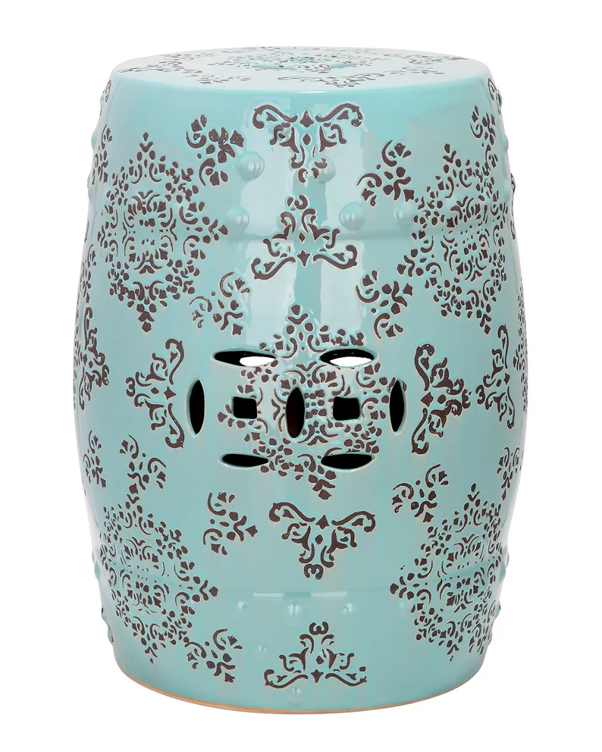 Medallion Garden Stool - Light Blue, Ceramic