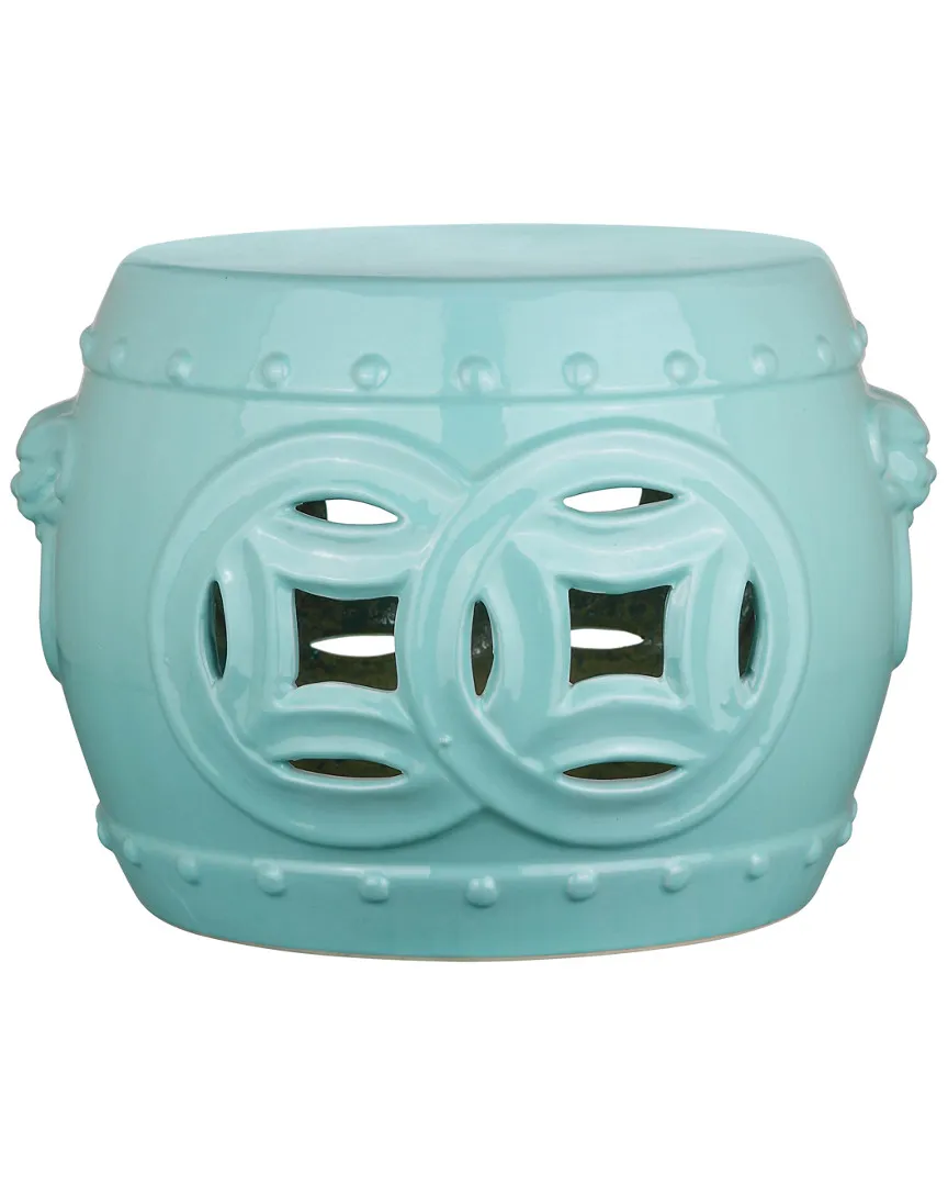 Mei Double Coin Garden Stool - Light Blue, Ceramic