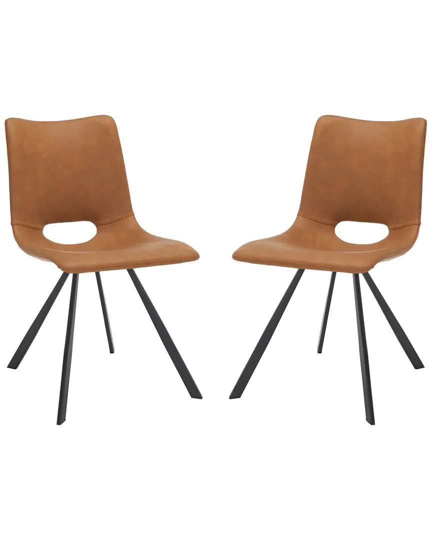 Mika Set of 2 Dining Chairs - Cognac, Vegan Leather image