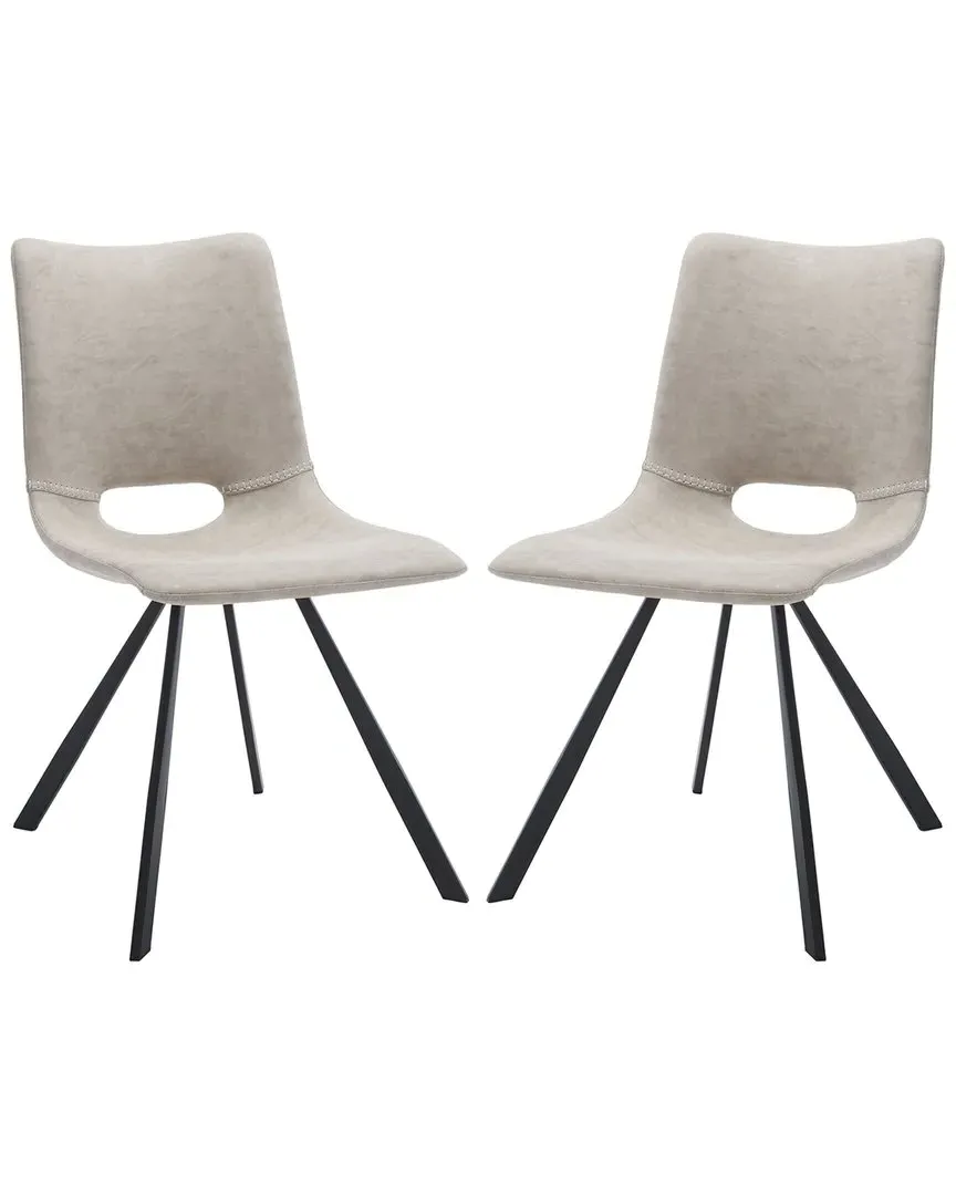 Mika Set of 2 Dining Chairs - Stone Grey, Vegan Leather