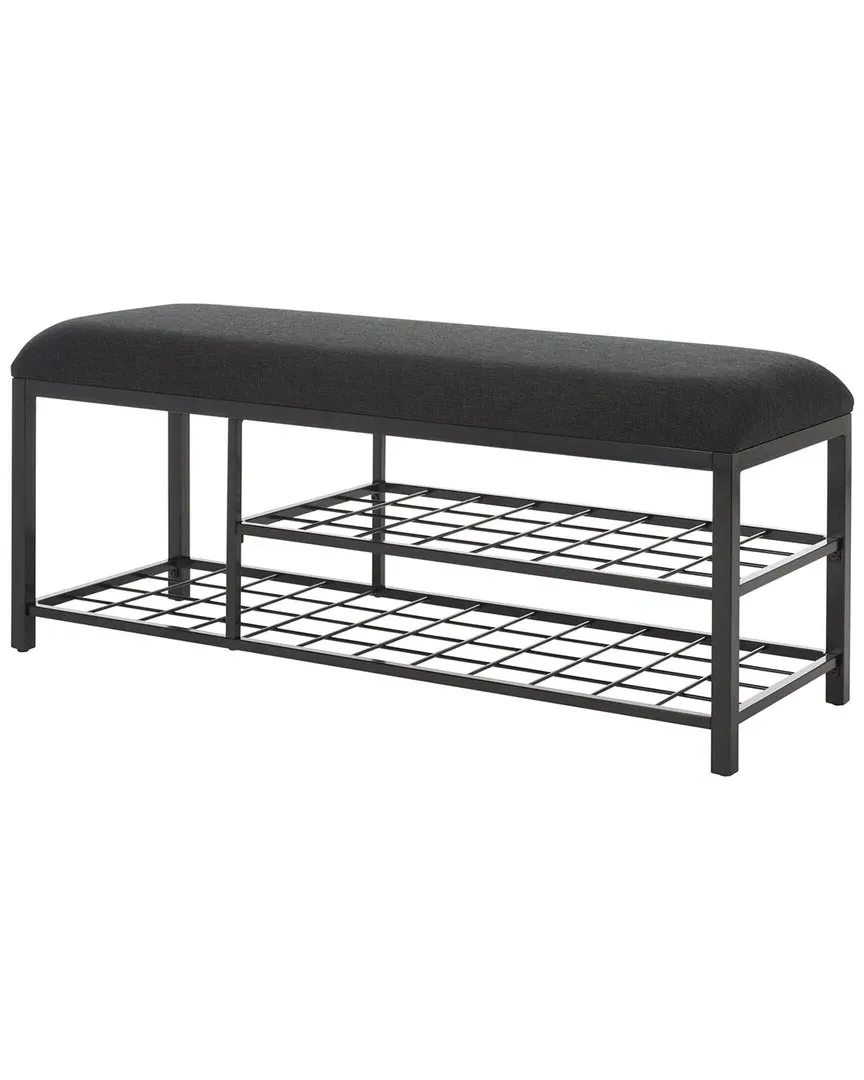 Milligan Open Shelf Bench with Cushion - Black, MDF image