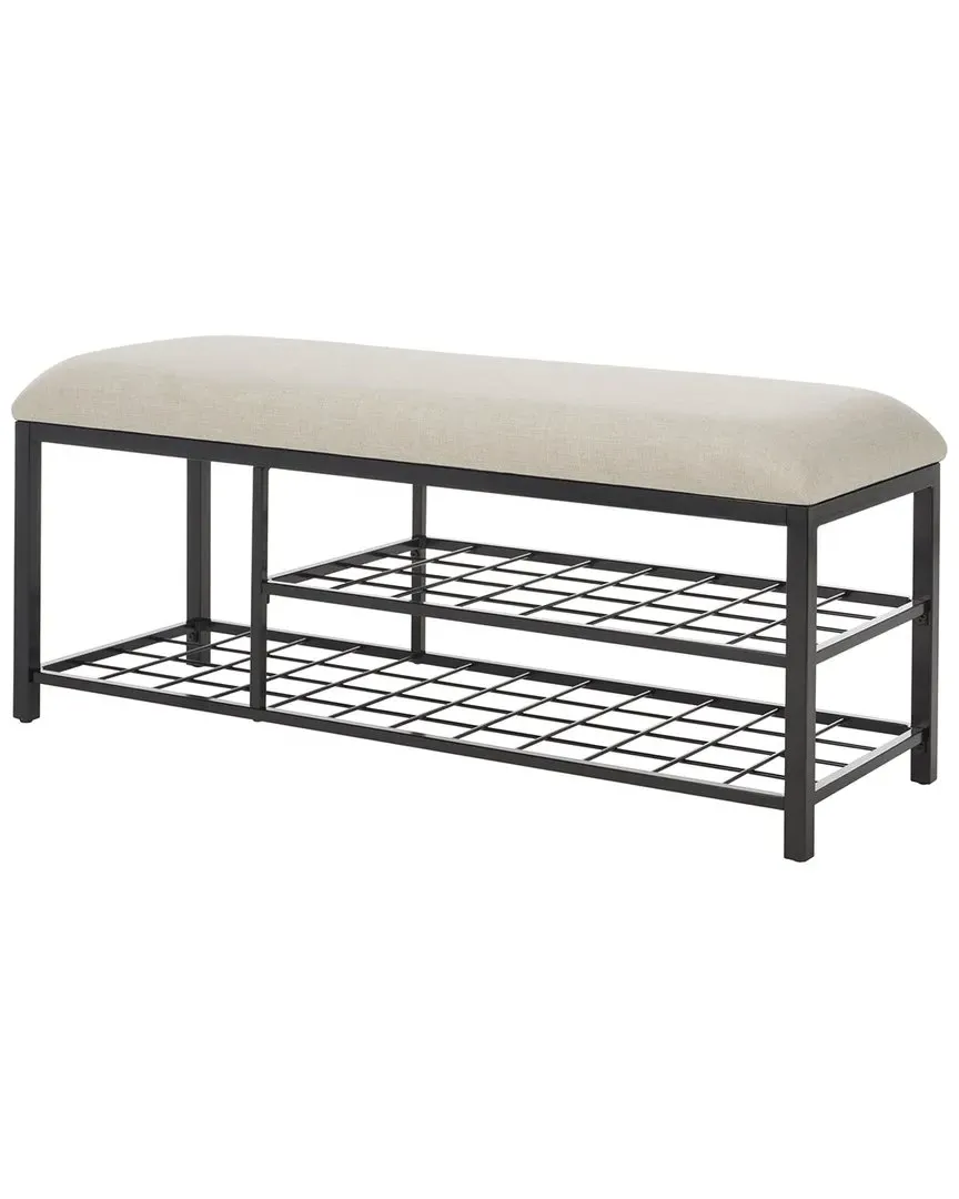 Milligan Open Shelf Bench with Cushion - White, MDF