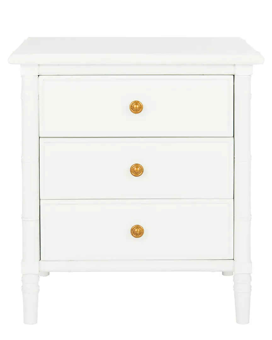 Mina 3 Drawer 25in Bamboo Nightstand - White