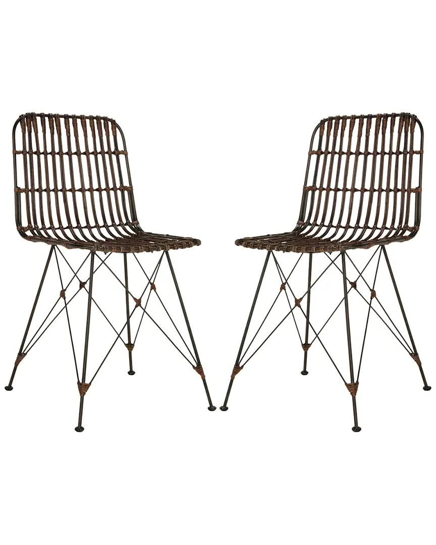 Minerva Set of 2 Wicker Dining Chairs - Brown
