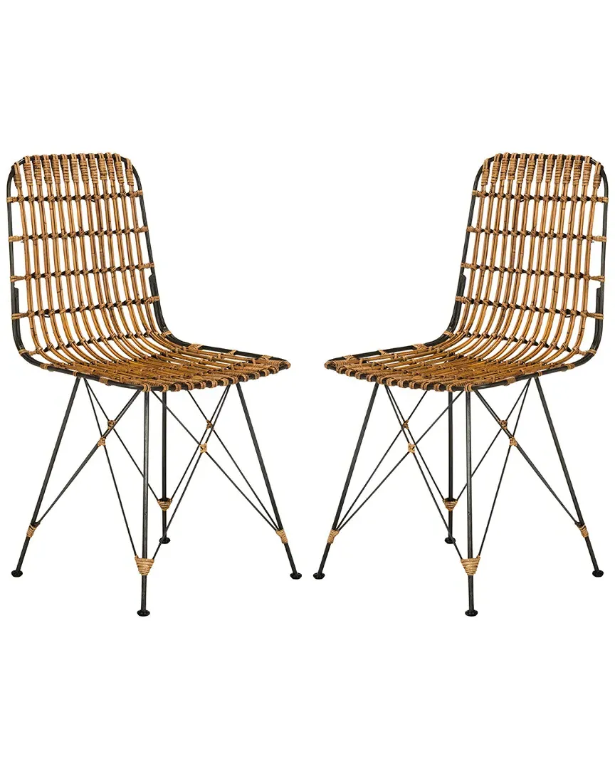 Minerva Set of 2 Wicker Dining Chairs - Brown image