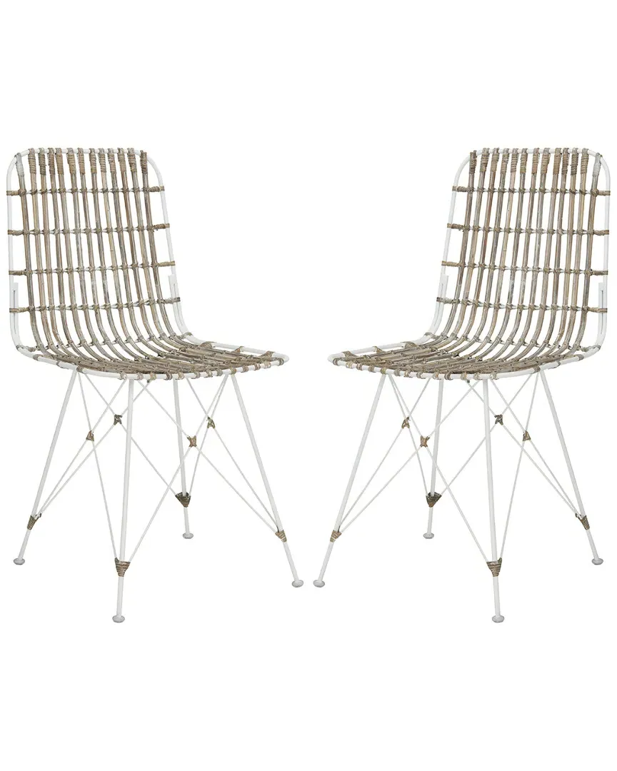 Minerva Set of 2 Wicker Dining Chairs - White
