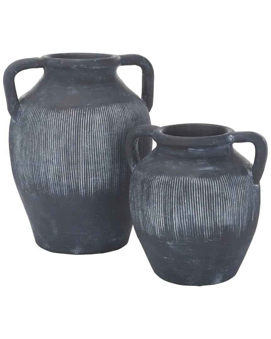 Mira Set of 2 Vases - Black, Stoneware