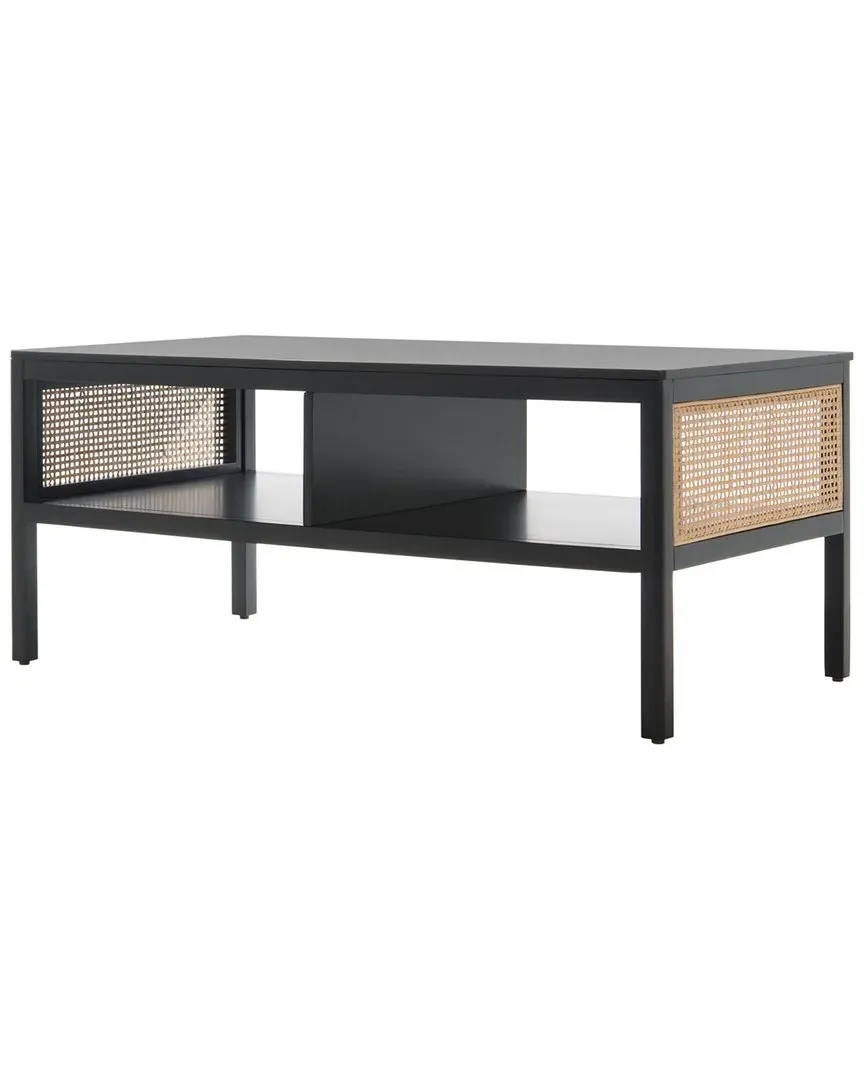 Miya Coffee Table with Storage - Black, Rattan image
