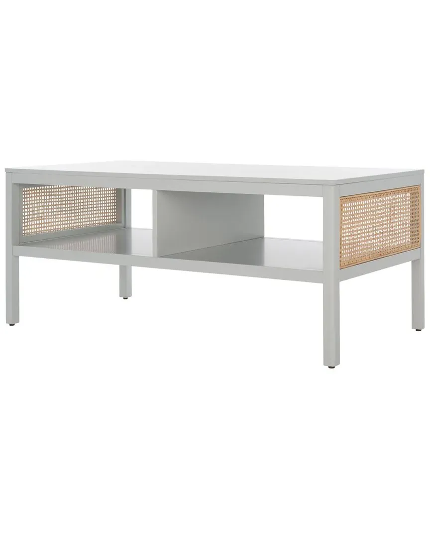 Miya Coffee Table with Storage - Grey, Rattan