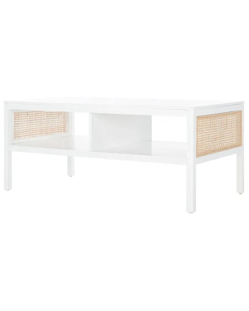 Miya Coffee Table with Storage - White, Rattan