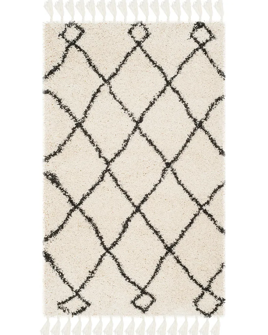 Moroccan Fringe Shag Rug - Cream, Polypropylene