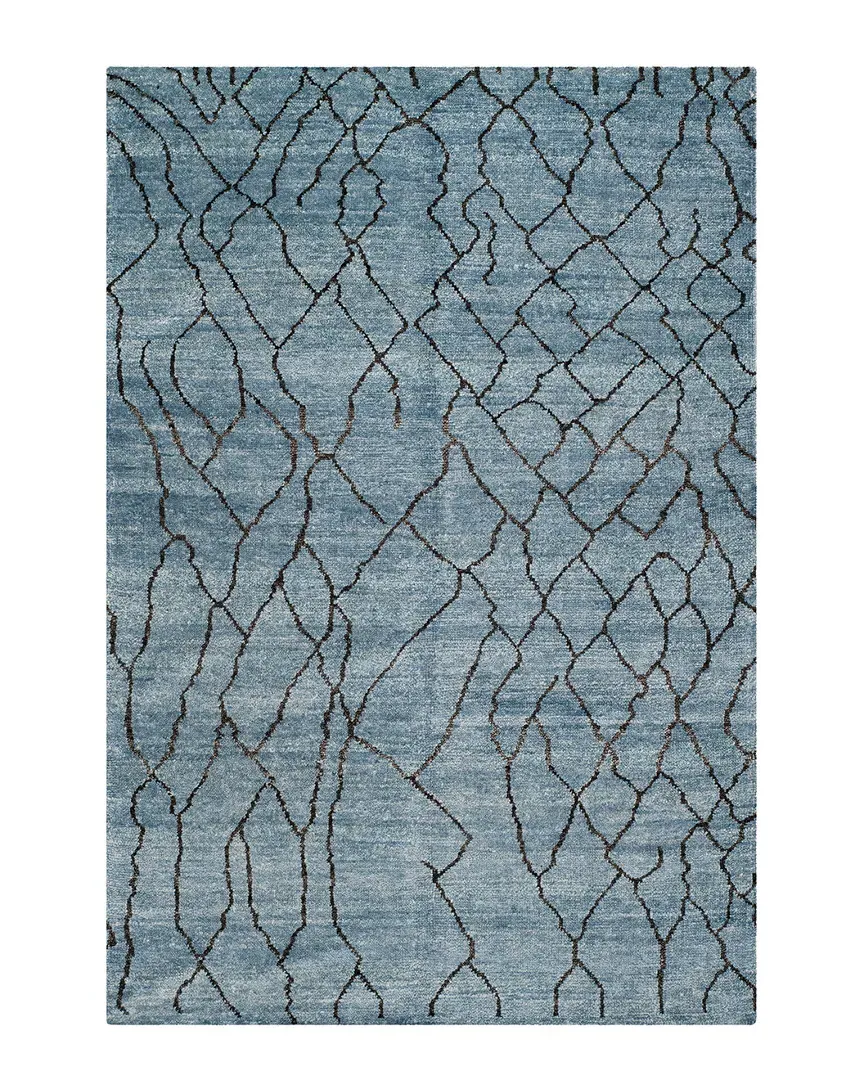 Moroccan Hand-Knotted Rug - Blue image