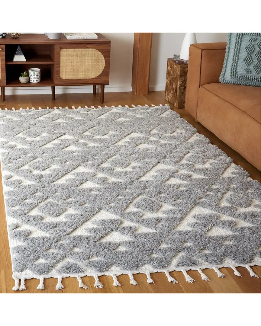 Moroccan Tassel Shag Rug - Grey, Polypropylene