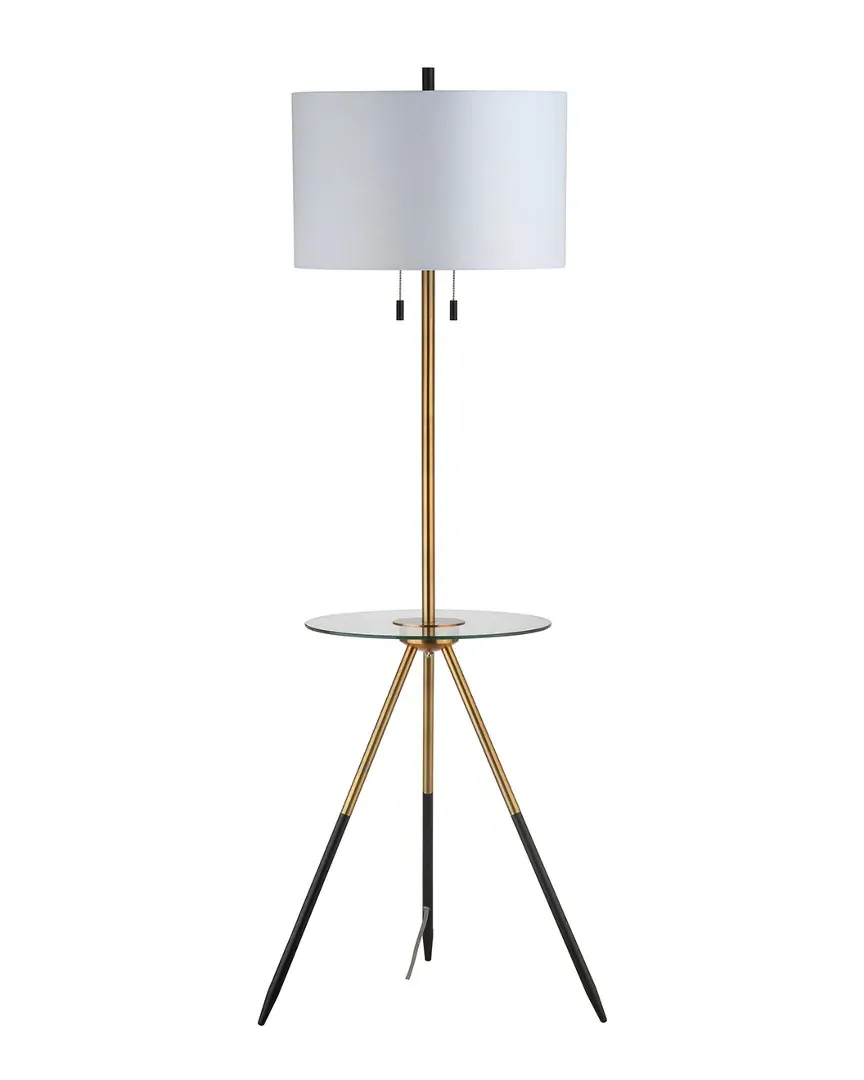 Morrison Floor Lamp Side Table - Brass Gold, Metal