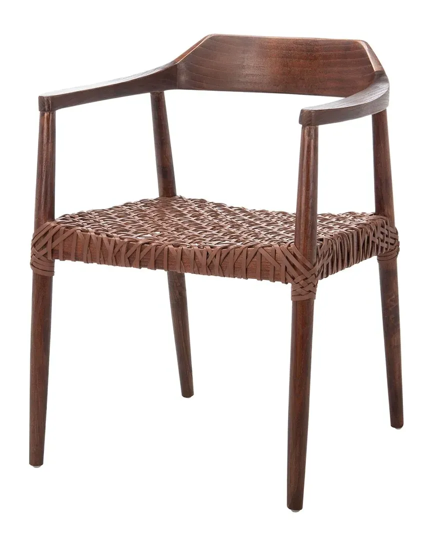 Munro Woven Accent Chair - Walnut, Leather