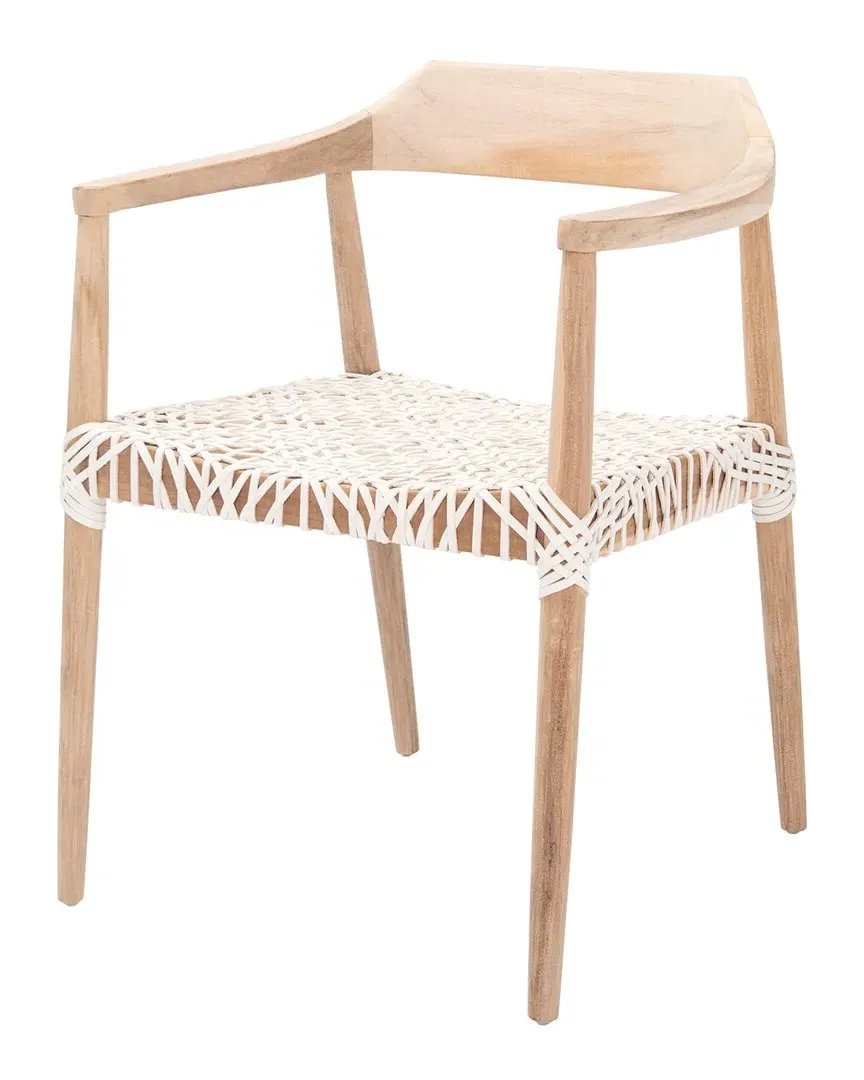Munro Woven Accent Chair - White, Leather