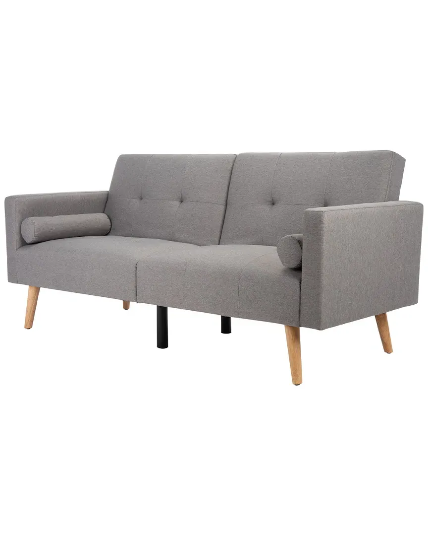 Murray Foldable Futon Bed with Pillow - Grey, Linen