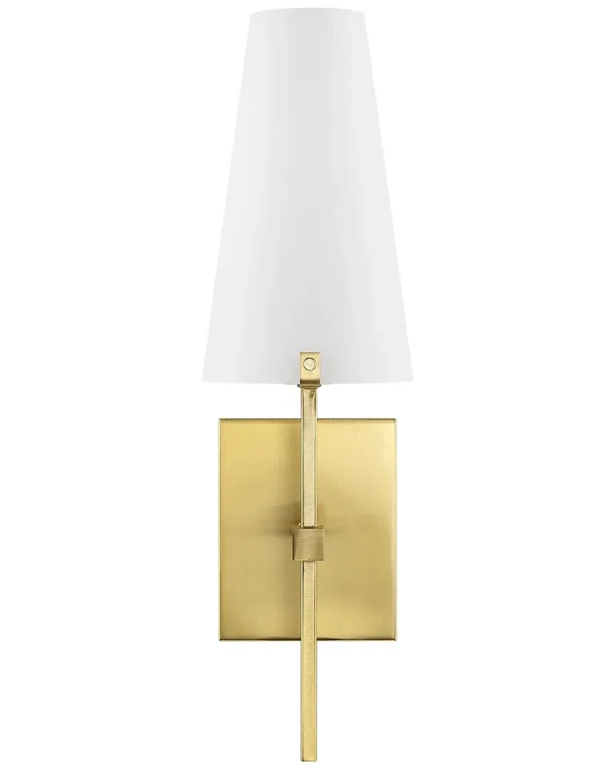 Nanda Wall Sconce - Brass, White Fabric image