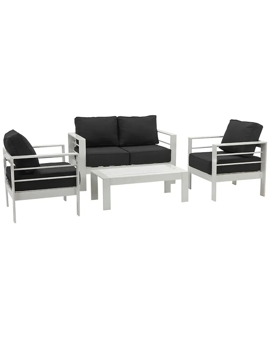 Nason 4 Piece Outdoor Living Set - White/Black, Aluminum image